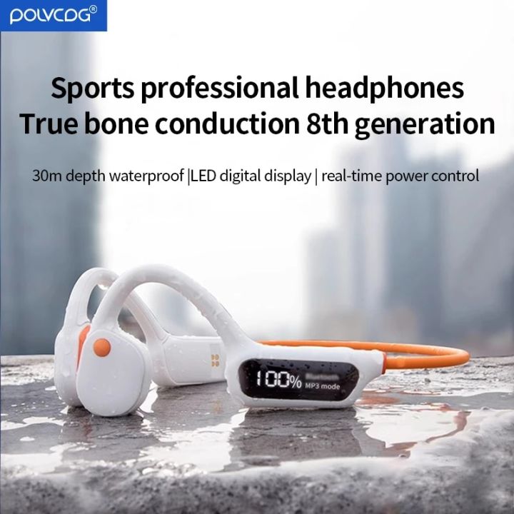 POLVCDG X10 Bone Conduction Bluetooth Headset Digital Display Swimming Waterproof to a Depth of 30 Meters Waterproof Built-in32G