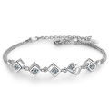 Silver Bracelets for Women Clear Cube Crystal Chain Bracelet. 
