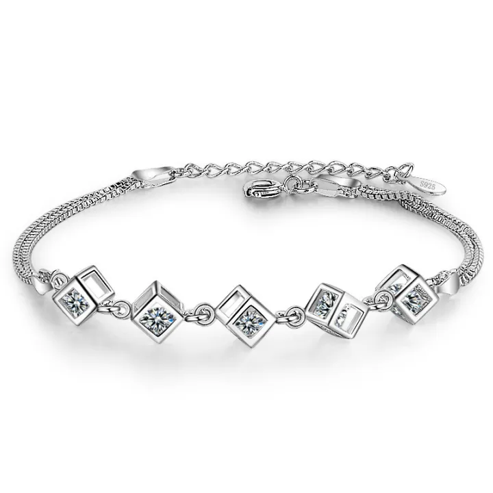 Silver%20Bracelets%20for%20Women%20Clear%20Cube%20Crystal%20Chain%20Bracelet%20-%20Image%203
