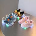 Kids Sport Shoes with Light Cartoon Cute Duck Breathable Mesh Toddler Girls Sneakers Kids Shoes Baby Boys LED Infant Sneakers.
