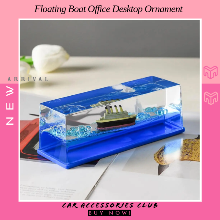 Cruise Ship Fluid Drift Bottle Desktop Birthday Gift Home/Office Ornament Blue Sea Boat Decoration  Accessories