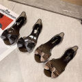 Bow Sandals Women's Clear Korean Version Flat Fish Mouth Beach Shoes Casual Vacation Bow Plastic Jelly Shoes.
