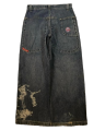 Streetwear JNCO Jeans Hip Hop Skateboard Graphic Embroidered Retro Blue Baggy Jeans Men Women Harajuku High Waist Wide Trousers. 