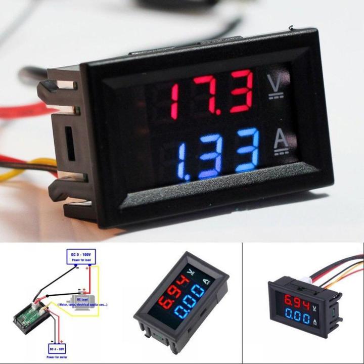 DC 100V 10A Voltmeter Ammeter LED Dual Digital Volt Amp Meter Gauge