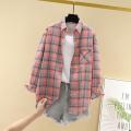 Plaid shirt women new Korean style all-match blouse loose long sleeve shirt. 