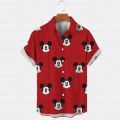 2023 3d Disney Donald Duck Mickey Mouse Floral Men's Shirt Summer Fashion Street Trend Retro Boutique Top.