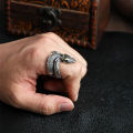 Vintage Charm Horned Snake Ring For Man Woman Aesthetic Punk Viking Myth Snake Dragon Open Ring Cool Trend 2023 New Gift Jewely. 