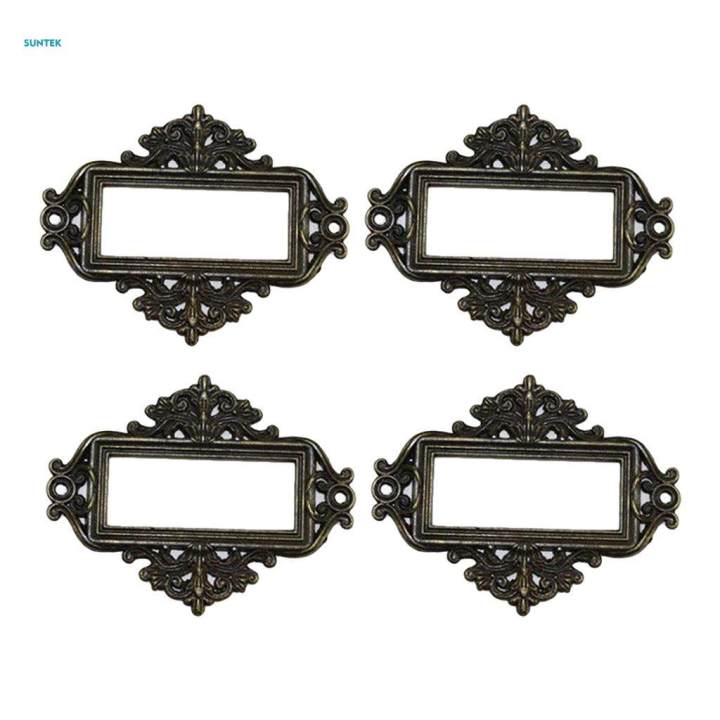 3x4x Home Cabinet Drawer Frame Label Tag File Name Card Holder Antique Bronze
