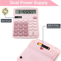 12 Digits Electronic Calculator Solar Calculator Dual Power Calculator Office Financial Basic Desk Calculator-Pink - calculator.