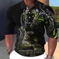 Animal Wolf Polo 3d tiger Lion Eagle Wolf Bear Print Fashion Polo T Shirts For Men Top Oversized Street Long Sleeve Men Clothing Ruiqir Super Store. 