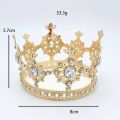 Fashion Simple Pearl Rhinestone Small Round Crown Headdress Birthday Cake Decoration Children's Sweet And Cute Hair Accessories. 
