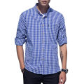Yfashion Men Soft Cotton on Shirt Long Sleeve Plaid Pattern Casual Shirt.