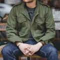 Maden M65 Jackets For Men Green Oversize Denim Jacket Vintage Casual Windbreaker Solid Coat Clothes Retro Loose Overcoat. 