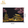 Scratch Paper Magic Painting Kit Art Night Scene World Landmarks Scenery Drawing Toy with Pen Crafts Card Game Child Adult Gifts. 