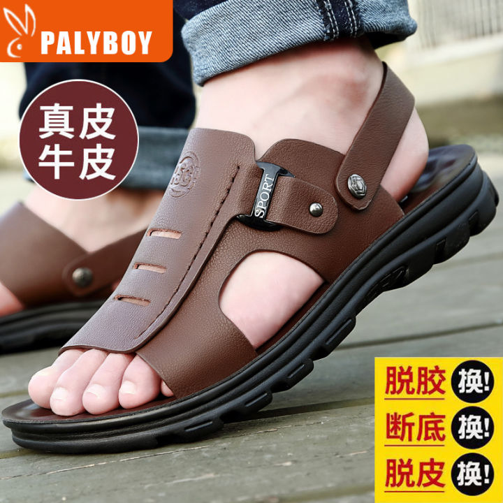 Playboy%20cow%20men's%20sandals%20summer%20cowhide%20slippers%20men's%20non-slip%20beach%20shoes%20sandals%20sandals%20men's%20one-piece%20dropshipping%20-%20Image%202