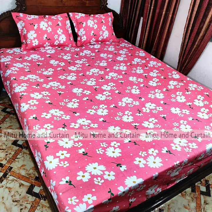 King%20Size%20Bed%20Sheet%20Set%20with%20Pillow%20Cover%20Chador%20set%207.5%C3%978.25%20feet%20Full%20Cotton%20Fabric%20in%20Red,%20Blue,%20Pink,%20Green%20-%20Reliable%20and%20Durable%20Bedding%20-%20Image%202
