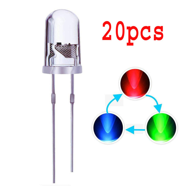 5mm 2pin RGB Multi Color Changing Flashing LED- 20pcs