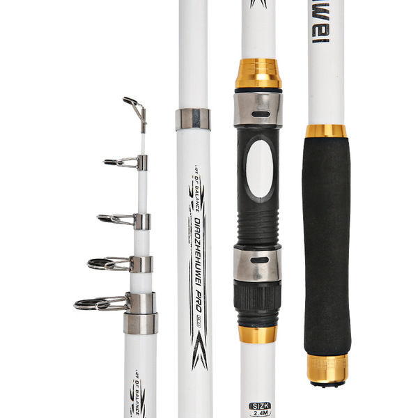 High-Performance Carbon & Glass Fiber Fishing Rod - Glossy White Finish