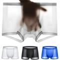 Summer Ice Silk Men Underwear Seamless Transparent Boxer Shorts Ultra Thin Sheer Breathable Comfortable Panties Underpants.