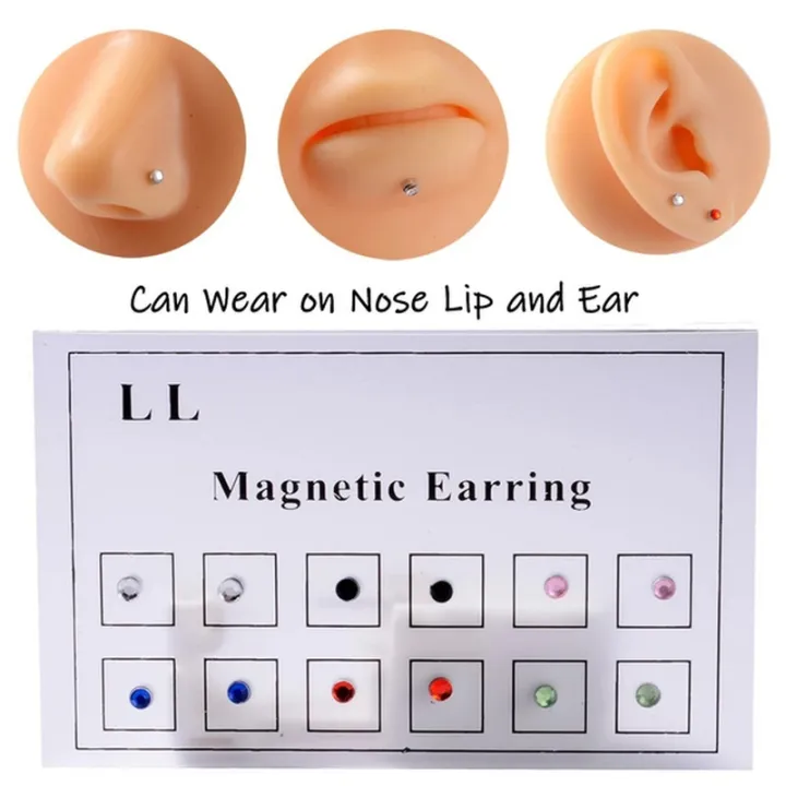 12pcs/Card%20Magnet%20Ear%20Tragus%20Cartilage%20Lip%20Stud%20Nose%20Ring%20-Non%20Pierced%20Jewelry%20Magnetic%20Earring%20-%20Image%204