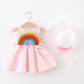 （NEW）(0-3 Years Old) Baby Girl Dress Summer Cotton Korean Version Rainbow Dress For Baby Girls Cute Sleeveless Beach Dress Princess Dress For Kids Girls. 