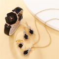 【beauty code store】(New) mall 5pc diamond set luxury fashion watch luxury dial wrist watches for women & girls Gift Birthday Party. 