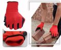 Red Nylon Rubber Coated Nitrile Glove, for Industrial, Construction, Household, Cycling, Bike Riding, Gardening work. Safty Hand Gloves , Red & Black Colour ( 1 Pair).