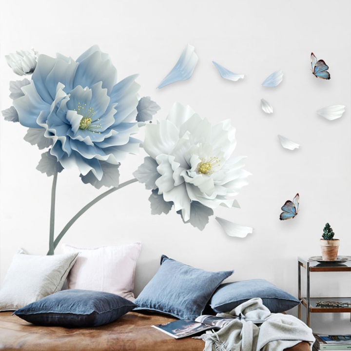 QI%20Blue%20Flower%20Wall%20Stickers%20Bedroom%20Living%20Room%20Tv%20Wall%20Background%20Decoration%20Home%20Decor%20-%20Image%206