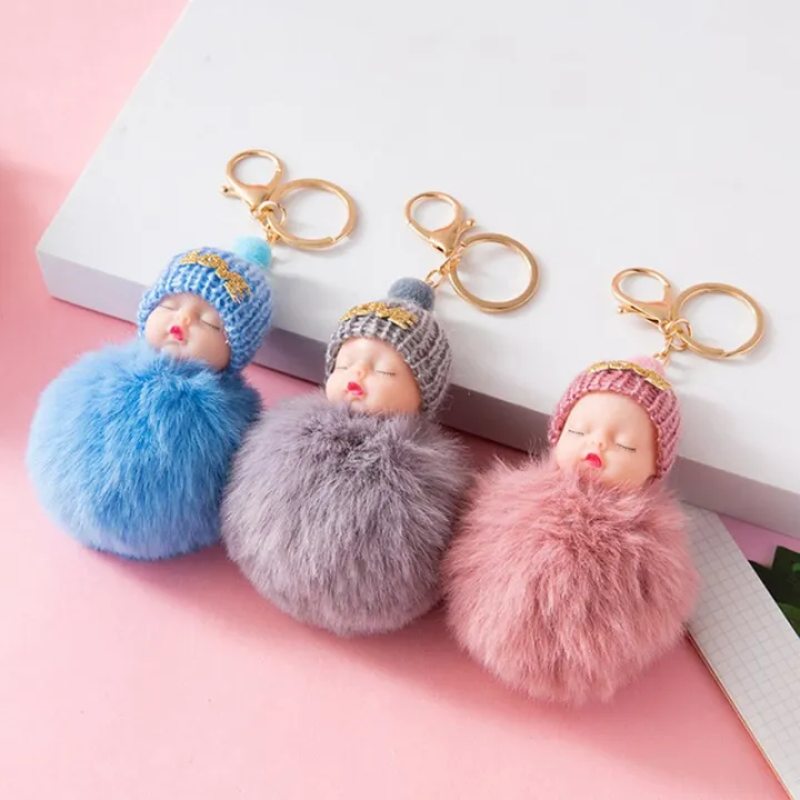 Pompom%20Sleeping%20Baby%20Keychain%20Cute%20Fluffy%20Plush%20Doll%20Keychains%20Women%20Girl%20Bags%20Keyrings%20Cars%20Key%20Ring%20Key%20Chain%20Dropshipping%20-%20Image%202