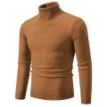 Men's Winter High Neck Knit Sweater Slim Fit Long Sleeve Pullover Solid Color Tops Mens Clothing.