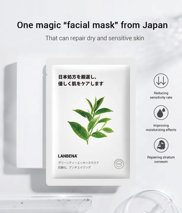 Lanbena%20Green%20Tea%20Facial%20Sheet%20Mask%201Pcs%20-%20Image%202