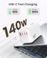LENCENT 140W Universal Travel Adapter, International Plug Adaptor, GaN Fast Charger with 3 Type C+1 USB A, All in One Travel Essentials, Worldwide Outlet Converter for US to European EU UK AUS, Black.