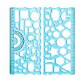 【Toy life hall】2Pcs Drawing with Protractor Mini Study Shaped Hollowed-out Drawing Template Geometric Ruler for Home.