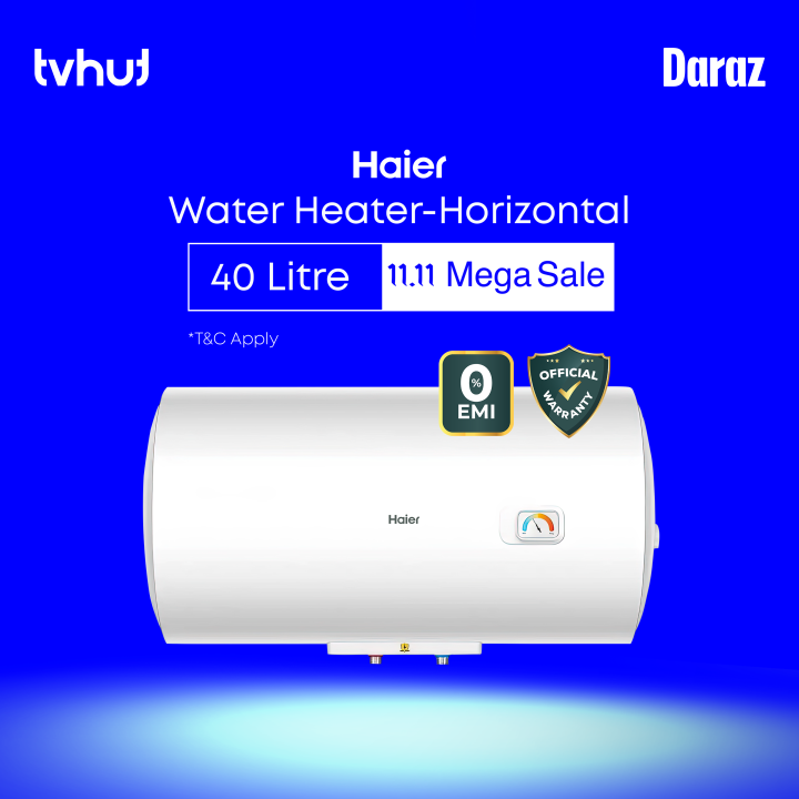 Haier 40 Liters Water Heater-Horizontal with Official Warranty and Free Delivery