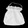 Bridal Wedding Satin Dolly Bag Handbag with Beaded Chain White. 