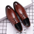 British Business Pointed Men's Leather Shoes Casual Trend Men's Shoes Formal Lace-up Korean Style Men's Wedding Shoes.