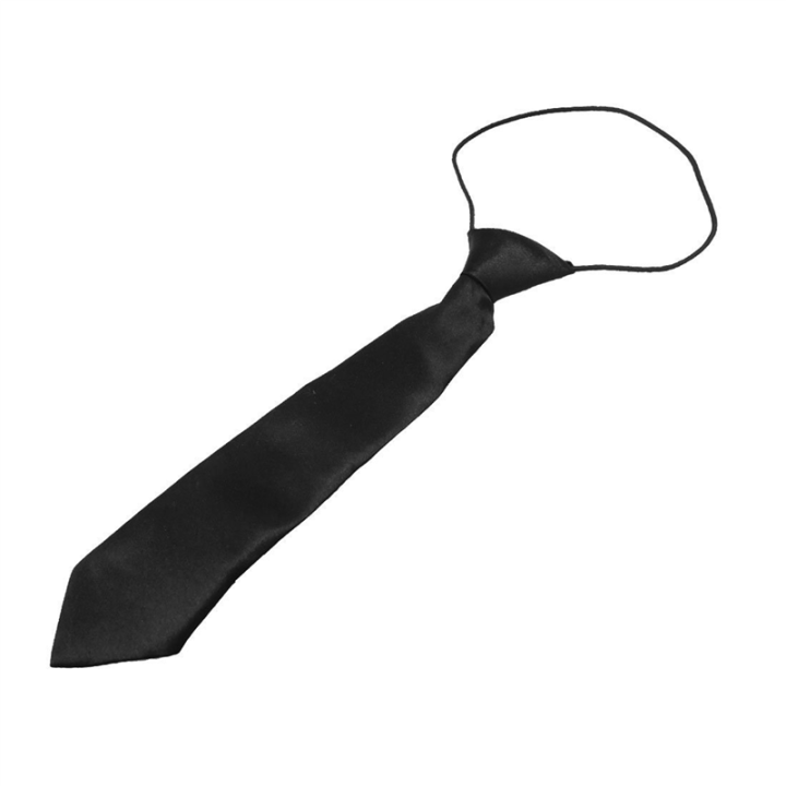 3X Solid Black Polyester Elastic Slim Necktie Neck Tie for Child