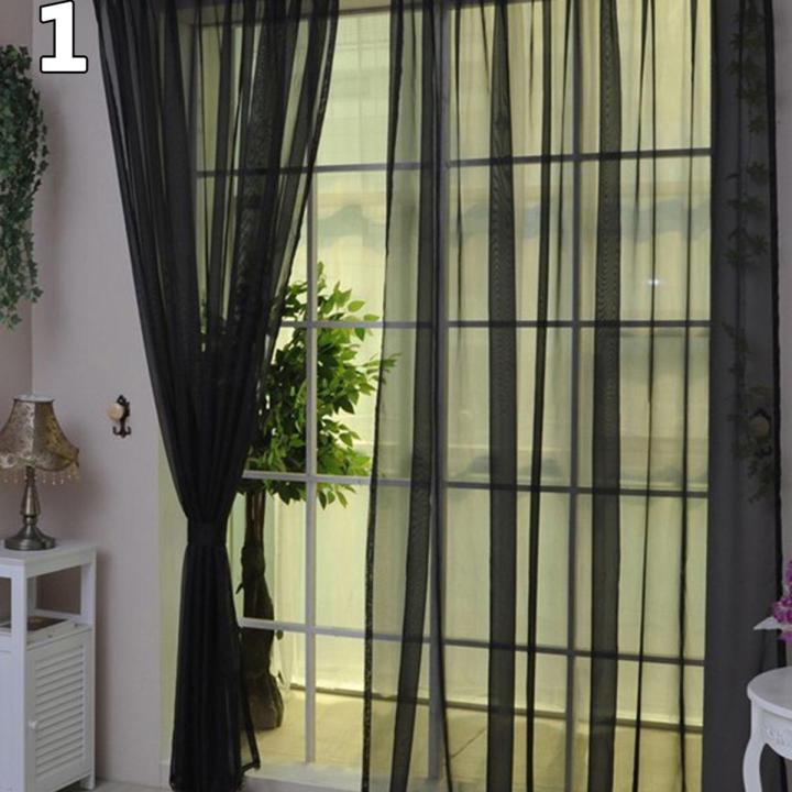【Fashion】Solid Color Tulle Window Curtain Drape Sheer Scarf Valances