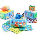 Pull Along Tissue Box Sensory Toy Busy Pull Tissues for Newborns Toddlers 6 to 12 Months.
