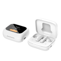 Bluetooth V5.4 Earphone Noise Cancellation Color Screen Touch, White. 