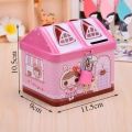 Metal House Shaped Coin Box for Kids, Money Boxes Metal House Shape Bank Coin Safe Storage Box with Lock.