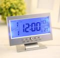 Sound Sensor Light Up LCD Digital Table Clock + Calendar Temperature Alarm Black - Wall Clock.