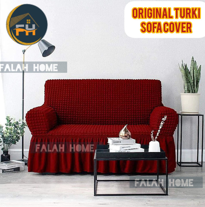 2 seater Turkish Spandex Elastic Sofa Cover marron color from- falah home