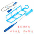 Factory wholesale mountaineering drinking bag cleaning brush four-piece cleaning brush stainless steel spring brush.