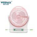 WEIDASI WD-202 Rechargeable 2400mAh Battery Up-Down Movable Portable Desk Fan With LED Lamp. 