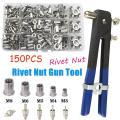 150 Pcs Rivet Nut Thread Insert Stainless Steel Rivet Nut With Threaded Retainer Mechanical Tools Clamping Lever Rivet Nut Set.