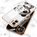 Hontinga for Vivo Y15S Y15A Y01A Y01 Back Cover With Free Strap Luxury 6D Plating Cute Panda Side Pattern Case Soft Silicone Square Mobile Cover.