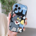 Jizetin for Realme C55 / Narzo N55 Back Cover Cartoon Cat Mouse Cream Wavy Edge Soft Silicone Phone Case. 