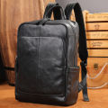 Leather backpack men's large capacity sense of luxury simple light travel bag business casual backpack travel computer book. 