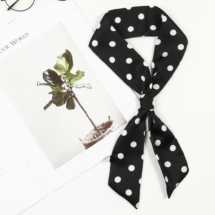 Women%20Ladies%20Dot%20Print%20Scarf%20Wrap%20Shawls%20Soft%20Silk%20Scarf%20Ribbon%20-%20Image%203